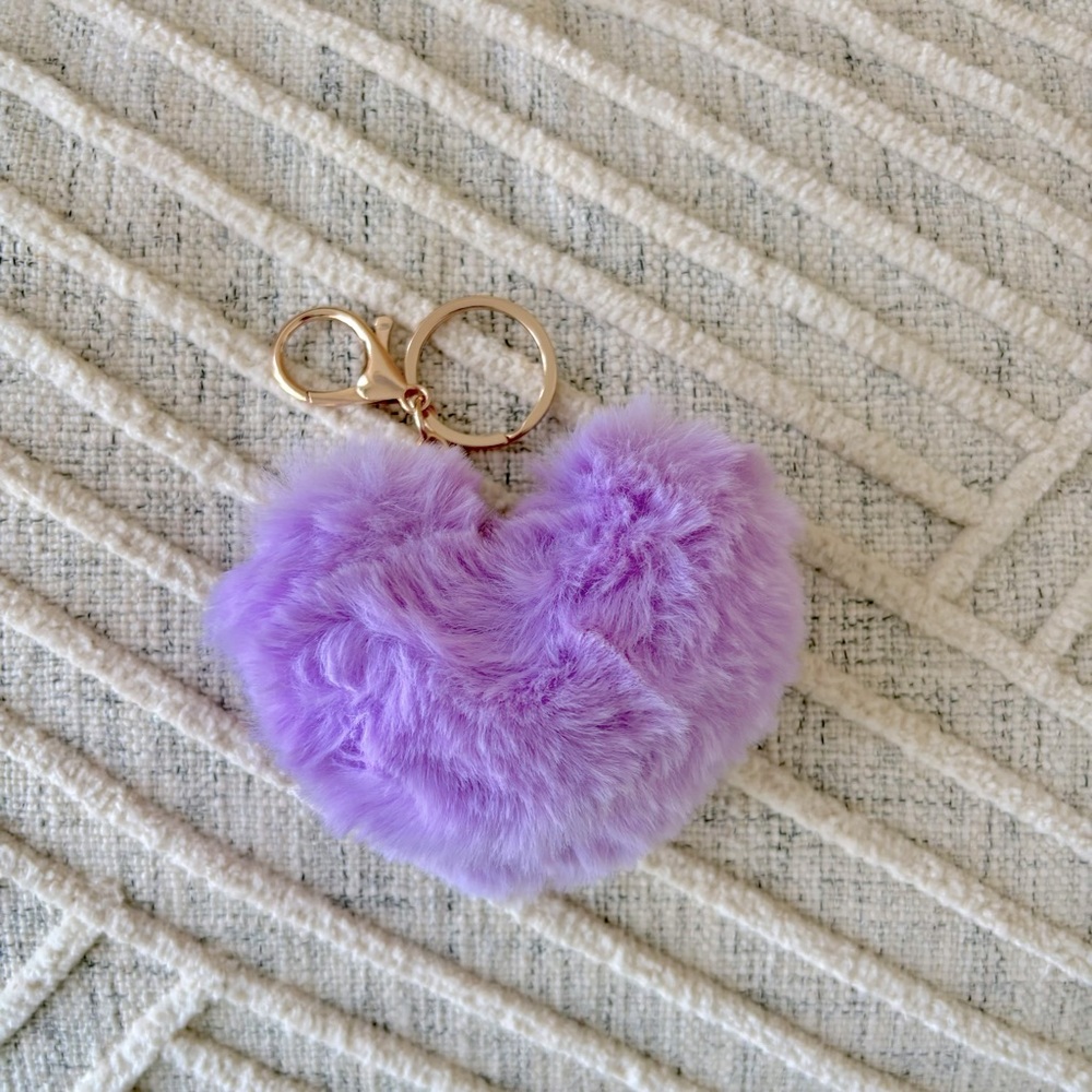 Purple Plush Heart Soft Keychain Charm